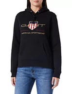 Bluzy damskie - GANT Damska bluza z kapturem Archive Shield Sweat, czarna, S - miniaturka - grafika 1