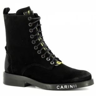 Czarne zamszowe botki damskie bikery CARINII - Carinii - Botki damskie - miniaturka - grafika 1