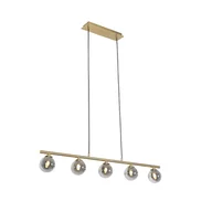 Lampy sufitowe - QAZQA Lampa wisząca złota przydymione szkło 5-źródeł światła - Athens - miniaturka - grafika 1