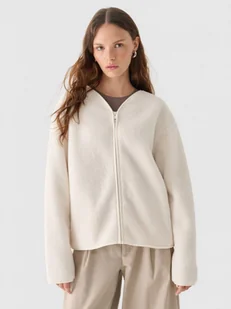 Damski polar sherpa rozpinany Outhorn OTHWAW24TJACF219 - biały - Bluzy damskie - miniaturka - grafika 1