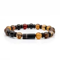 Bransolety męskie - Bransoletka brązowa koraliki - kamienie naturalne tygrysie oko EM - EM Men's Accessories - miniaturka - grafika 1