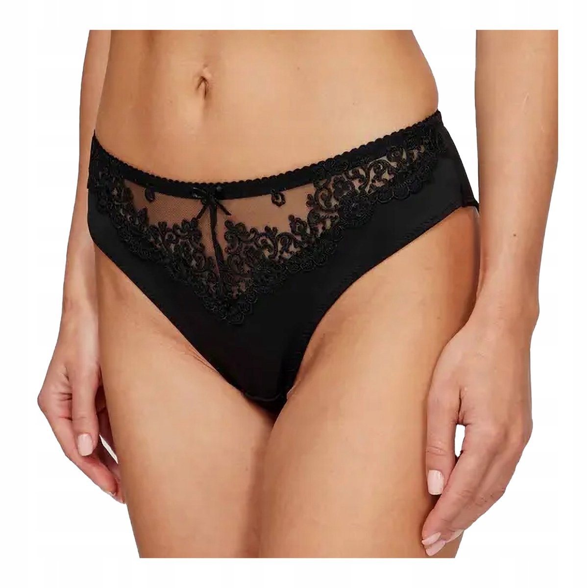 Majtki damskie koronkowe czarne seksowone figi mirofibra Kleo S
