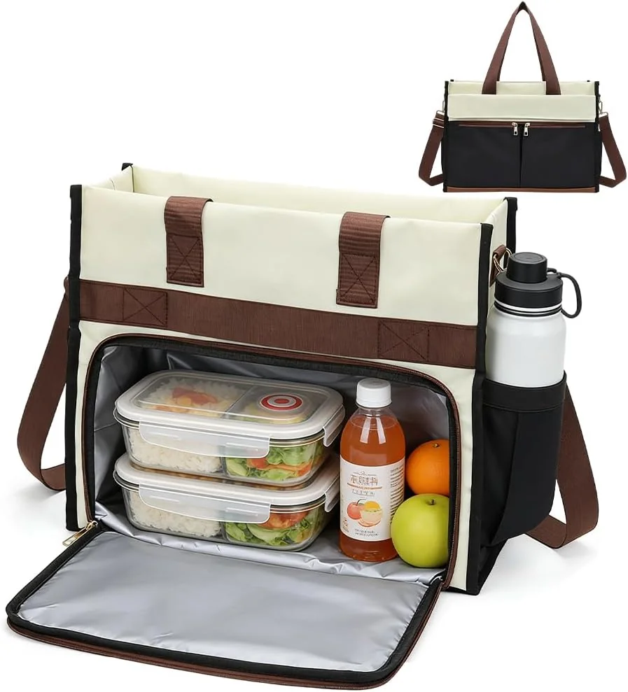 Torba na lunch dla kobiet z kieszenią chłodzącą, na laptopa 15,6
