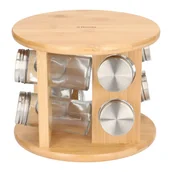 Pojemniki na przyprawy - Stojak z przyprawnikami obrotowy - 8 słoiczków BAMBOU 15x19 cm - miniaturka - grafika 1