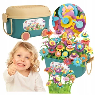 Klocki Kwiatki Konstrukcyjne Kreatywne Kwiaty Kwiatki Duża Walizka 139 Ele. - Klocki - miniaturka - grafika 1