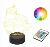 Lampy stojące - Lampka nocna na biurko LED 3D grawer MINIONKI - miniaturka - grafika 1