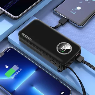 Dudao K15sB powerbank 10000mAh 1xUSB-A / 1xUSB-C 22.5W z wbudowanym kablem 1xLightning / 1xUSB-C czarny - Powerbanki - miniaturka - grafika 4