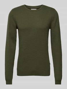 Sweter z dzianiny z fakturowanym wzorem - Swetry męskie - miniaturka - grafika 1
