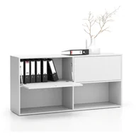 Regały biurowe - B2B Partner Regał biurowy LAYERS, długi, 2 schowki, 1582 x 400 x 777, biały 611509 - miniaturka - grafika 1