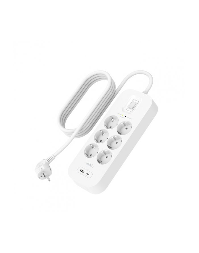 belkin Listwa zasilająca SurgePlus 6xschuko 1xUSB-A 1xUSB-C 650J 2m SRB002vf2M-V2