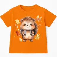Koszulki dla dziewczynek - Pomarańczowa koszulka z Jeżem na Dzień Jeża - wzór jeż13 - miniaturka - grafika 1