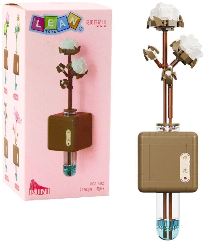 Klocki Konstrukcyjne Gałązka Kwiat Bawełny W Fiolce 392 el. LEAN Toys