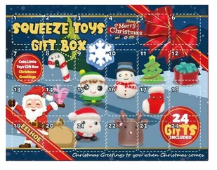 Kalendarz Adwentowy Dla Dzieci Gniotek Mochi Squishy Gniotki Świąteczne - Zabawki sensoryczne - miniaturka - grafika 1