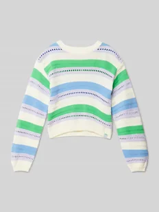 Sweter z dzianiny z detalem z logo - Swetry dla dziewczynek - miniaturka - grafika 1
