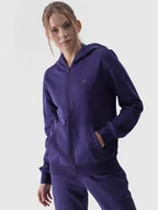 Bluzy damskie - Bluza dresowa rozpinana z kapturem damska 4F 4FWMM00TSWSF1467-31S Niebieski - miniaturka - grafika 1