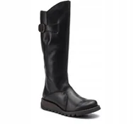 Kozaki damskie - FLY LONDON DAMSKIE KOZAKI SKÓRZANE CZARNE 39 JTA - miniaturka - grafika 1