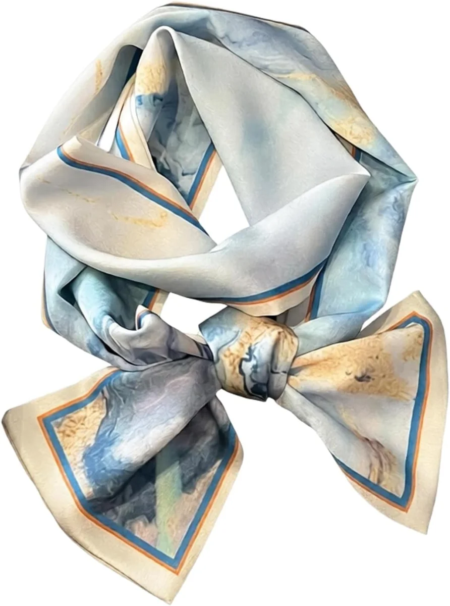 SZALIK 145X12CM DAMSKI POLIESTER SATYNA WZORY KWIATOWE MODNY ELEGANCJA