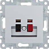 Gniazdka elektryczne - Hager Gniazdo głośnikowe pojedyncze Lumina - srebrny mat - miniaturka - grafika 1