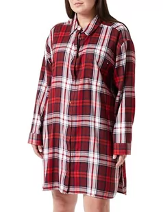 Tommy Hilfiger Koszula damska Koszula Nocna Fl (Ext Sizes), Odzież Damska Krata Czerwona, M, Odzież damska czerwona w kratę - Piżamy damskie - miniaturka - grafika 1