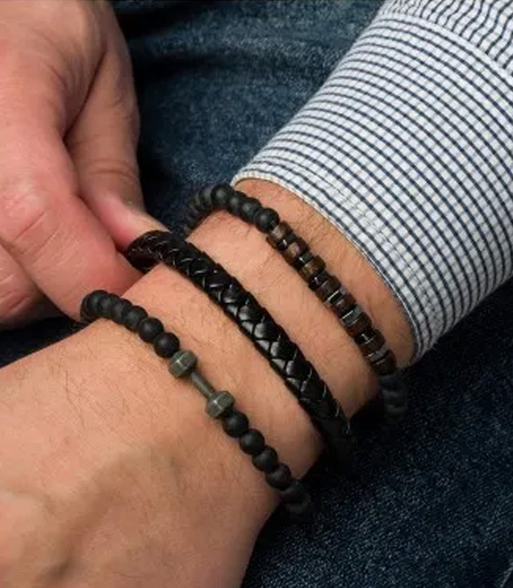 Zestaw bransoletek męskich kamień naturalny