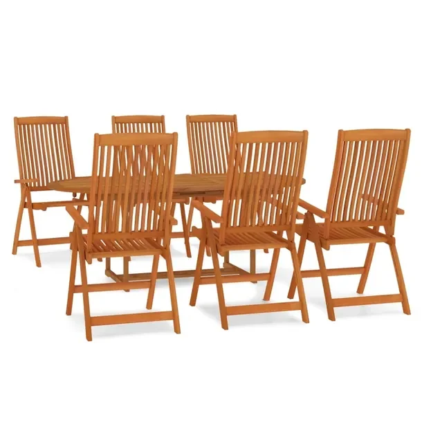 Stół ogrodowy z zestawem 6 krzeseł eukaliptusowych, 150-200x100x75 cm, b