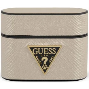 Guess Guess GUACAPVSATMLLG AirPods Pro cover beżowy/beige Saffiano - Akcesoria do słuchawek - miniaturka - grafika 1