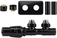 Zawory i kraniki - Zawór termostatyczny 50mm TWINS czarny błyszczący lewy Cu All in One rozeta zespolona prostokątna - miniaturka - grafika 1