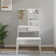Toaletki - Lumarko Zestaw z toaletką i oświetleniem LED, biały z połyskiem - miniaturka - grafika 1
