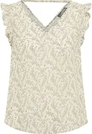 Bluzki damskie - DreiMaster Vintage Damska bluzka z krótkim rękawem, biała wełna, czarna, S - miniaturka - grafika 1