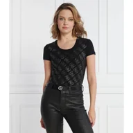 Bluzki damskie - GUESS Bluzka SS CN 4G ALLOVER TEE | Regular Fit - miniaturka - grafika 1