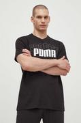 Koszulki męskie - Puma t-shirt bawełniany męski kolor czarny z nadrukiem 680177 - miniaturka - grafika 1