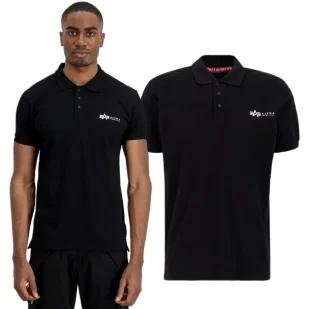 Koszulka Alpha Industries Basic Polo SL 106600 03 - Czarna L - Odzież taktyczna i umundurowanie - miniaturka - grafika 1