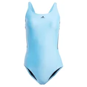 Stroje kąpielowe - adidas Damski strój kąpielowy Mid 3 Stripes 81 cm, Czarny, 128 - miniaturka - grafika 1