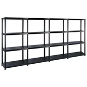Szafy i regały magazynowe - vidaXL Regał 4-poziomowy, czarny, 244x30,5x130 cm, plastikowy 3059859 - miniaturka - grafika 1
