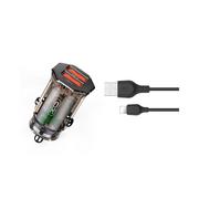 Ładowarki samochodowe - XO Clear ładowarka samochodowa CC49 2x USB 2,4A dymiona + kabel Lightning - miniaturka - grafika 1