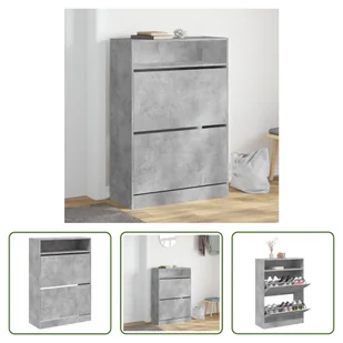 The Living Store Szafka na buty z 2 klapami betonowa szara 80x34x116 cm - Szafki na buty The Living Store Szafka na buty z 2 klapami betonowa szara 80x34x116 cm - Szafki na buty - miniaturka - grafika 1