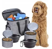 Torby podróżne - Zestaw Torba podróżna transporter psa 4 pojemniki  dla zwierząt - miniaturka - grafika 1