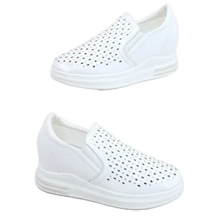 Trampki slip on na koturnie białe HY-251 White - ButyModne - Slip on damskie - miniaturka - grafika 1