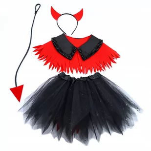 DIABEŁEK STRÓJ JASEŁKA HALLOWEEN SPÓDNICZKA OGON - Stroje karnawałowe - miniaturka - grafika 1