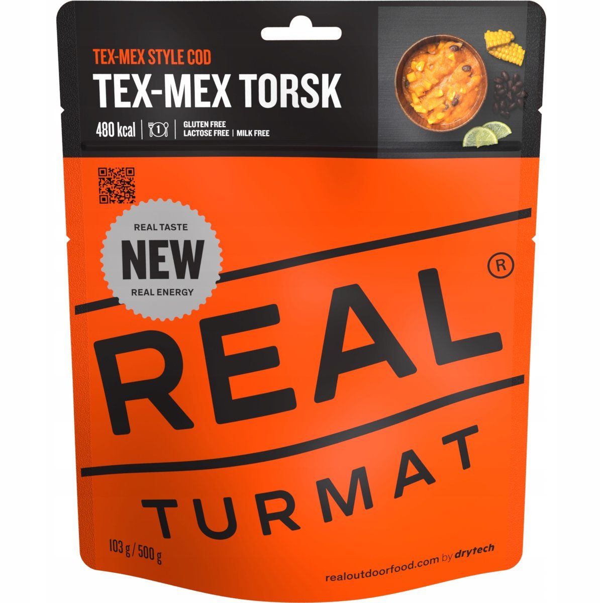 Real Turmat Dorsz Tex-Mex jedzenie na wycieczkę pod namiot pełny obiad