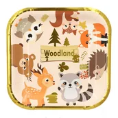 Dekoracje i nakrycia stołu na imprezę - Talerzyki Papierowe Woodland 18cm 6Szt - miniaturka - grafika 1