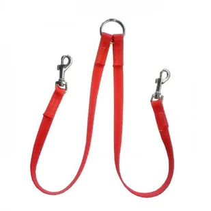 Chaba dwójnik do smyczy czerwony 12mm/40cm PCHB720 - Smycze dla psów - miniaturka - grafika 1