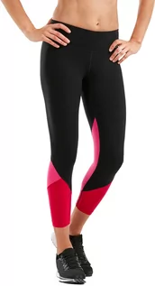 Spodnie sportowe damskie - 2XU Stride Compression 7/8 Tights Women, black/fuchsia lipstick red XS 2021 Legginsy do biegania WA5669B#BLKFLR-XS - grafika 1