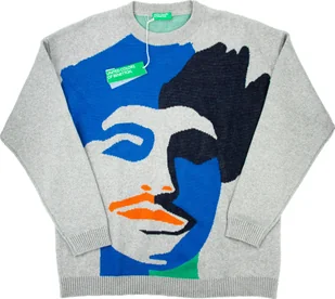 Sweter męski United Colors of Benetton bawełniany klasyczny szary L - Swetry męskie - miniaturka - grafika 1