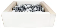 Suche baseny - Kwadratowy suchy basen z ekoskóry z 300 piłeczkami (biały, cappuccino/biały, szary, srebrny) - miniaturka - grafika 1