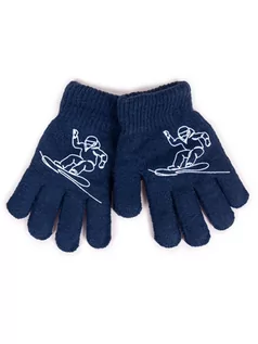Rękawiczki dla dzieci - Rękawiczki Chłopięce Wełniane Ocieplane Granatowe Snowboard 16 Cm - grafika 1