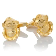 Spinki do mankietów i krawatów - Spinki do mankietów X2 Hełm nurka złoty - miniaturka - grafika 1