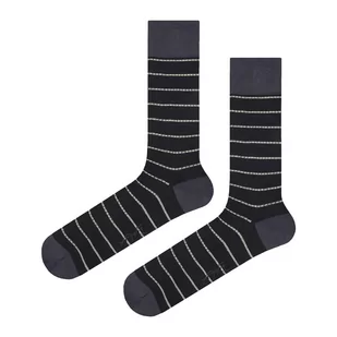 Skarpety garniturowe czarne w paski EM 63 - EM Men's Accessories - Skarpetki męskie - miniaturka - grafika 1