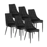 Krzesła - Zestaw 6 Krzeseł Tapicerowanych Welurowych Komplet Do Jadalni Czarne Cork - miniaturka - grafika 1