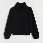 Swetry dla dziewczynek - Reserved - Sweter z luźnym golfem - Czarny - miniaturka - grafika 1
